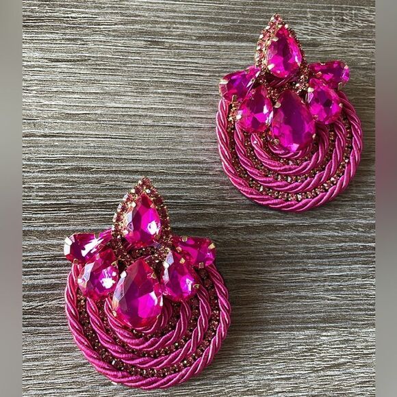 Anthropologie Fuchsia Gemstone Earrings - Picture 1 of 3